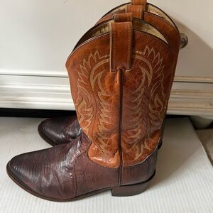 Tony Lama Peanut Brittle Lizard Leather Western Cowboy Boots Men’s Size 10